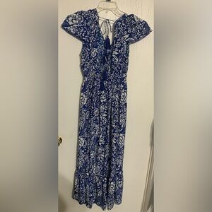 GOA Paris Blue and White Floral Maxi Dress